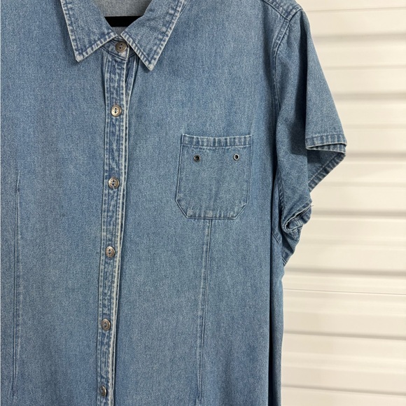 Vintage Casual Blue Denim Midi Dress with boho buttons size 3x - Picture 7 of 8